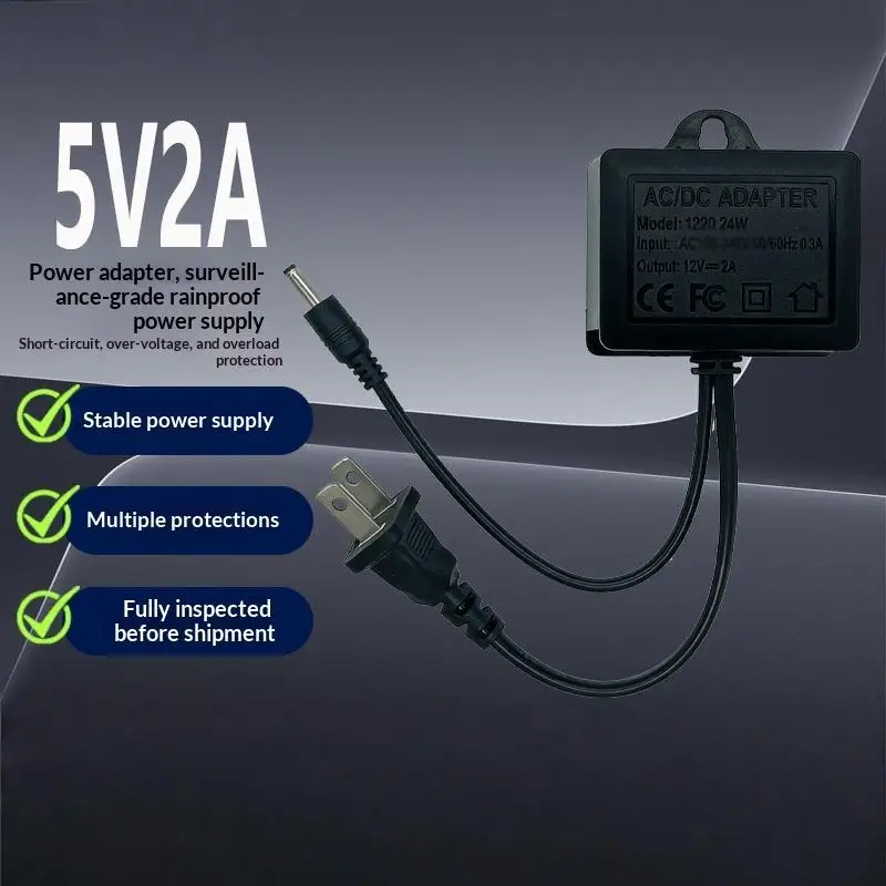 Waterproof Power Adapter DC5V2A EU/US Plug For CCTV Security Surveillance AHD Camera Charger NVR DVR LED Router Input AC180-240