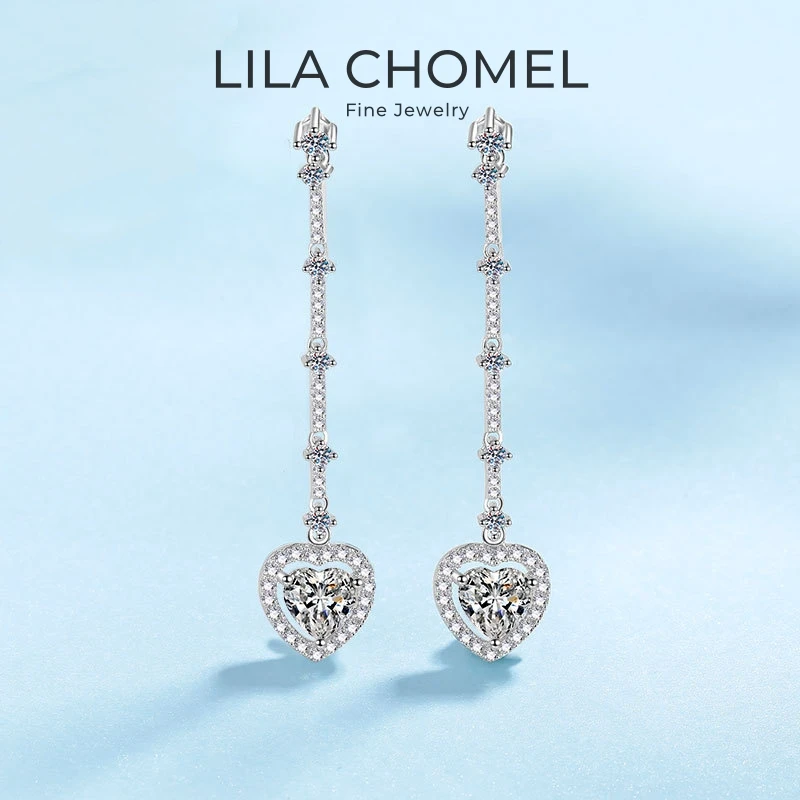 

Женские серьги-капли из белого золота 18 карат на День святого Валентина, подарок на день рождения для подруги, 2 карата, сердце, муассанит, бриллиант PT950, платиновая свадьба