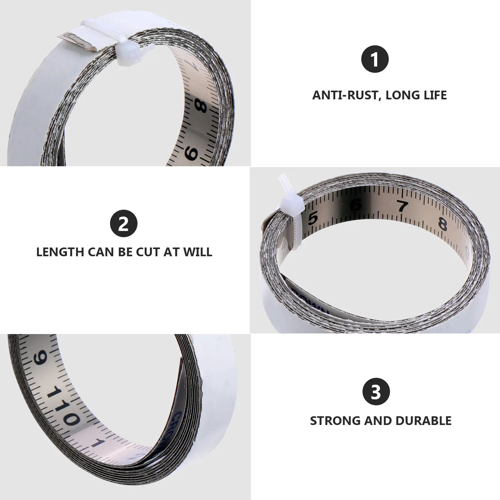 Industrial Grade Sticky Measuring Ruler Carbon Steel Construction Permanent Adhesive Back for Woodworking Machinery Clear