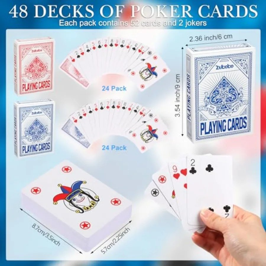 Pack Playing Cards Bulk Deck of Cards 2.25 Inch x 3.5 Inch Poker Size Stard Index Travel Playing Item for Activities Party Supp