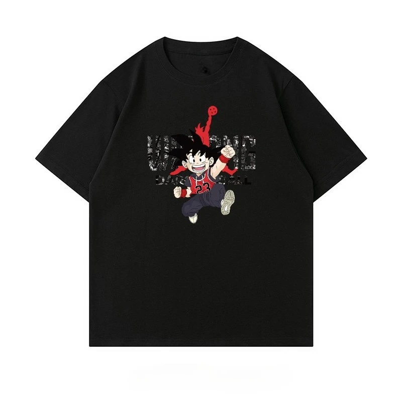 Japanese Trendy Brand Dragon Ball Goku Short-sleeved T-shirt Men's Summer Pure Cotton Loose Basketball Sports and Leisure  Top