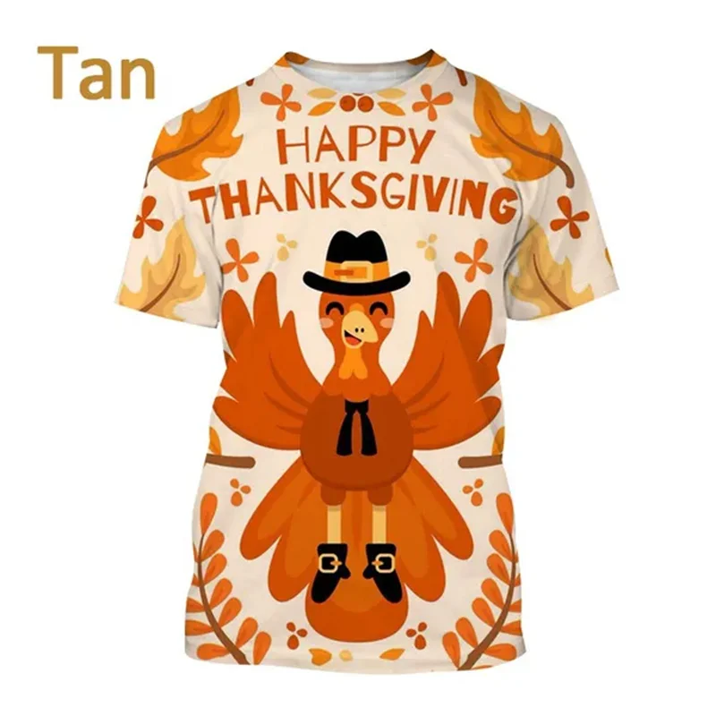 Latest 3D Thanksgiving Printed Tee Shirts Thanksgiving Animal Turkey Graphic Short Sleeves Kids Funny Cute Clothes Women T Shirt