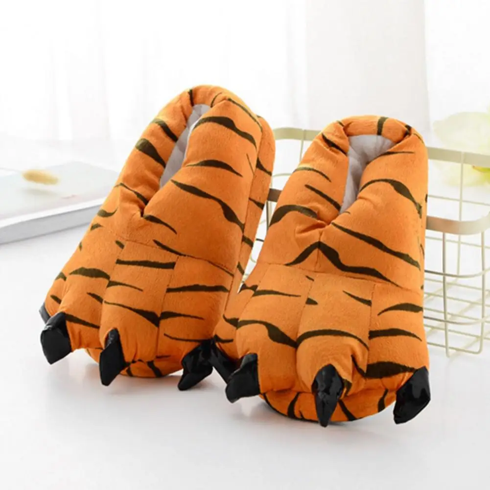 Cute Cartoon Winter Slippers Super Soft Anti-slip Warm Christmas Gift Women Men Animal Dinosaur Claw Plush Slippers for Bedroom