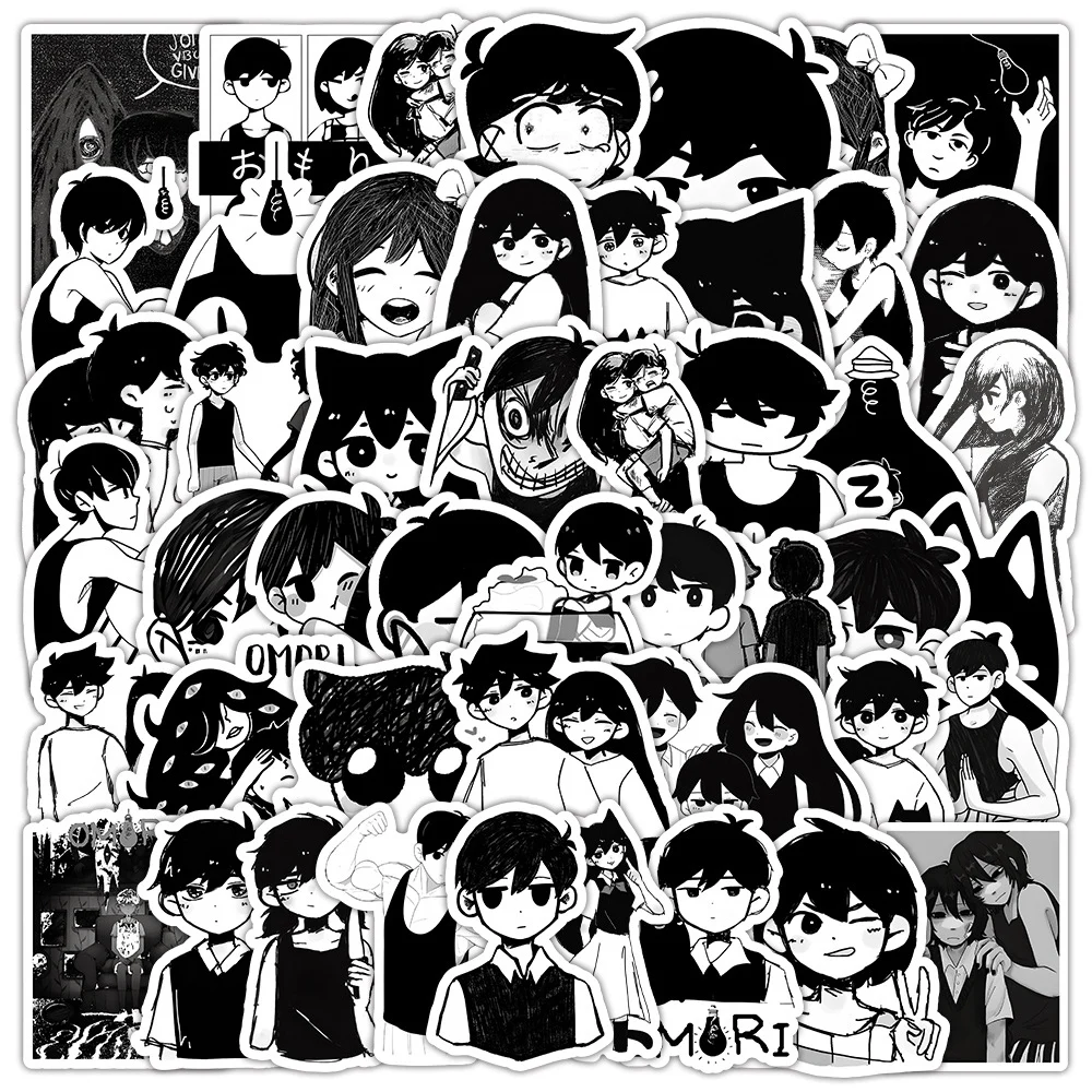 10/30/50pcs Black White Game Omori Graffiti Stickers Decals DIY Skateboard Laptop Motorcycle Luggage Car Bike Waterproof Sticker