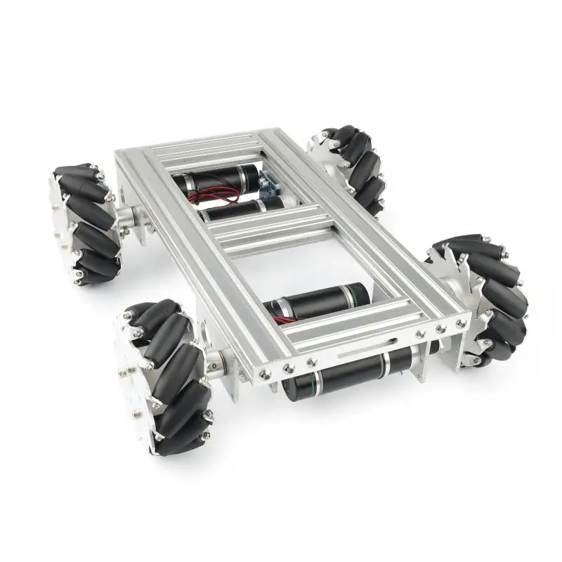 

35Kg Load Metal Suspension 127mm Omni Mecanum Wheel Robot Car Chassis Platform with 4pcs 12V Encoder Motor for ROS Research Car