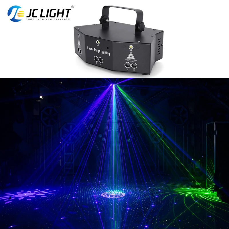 JC Light proyektor Pindai cahaya efek panggung lampu Laser 9 mata LED RGB kontrol DMX untuk KTV DJ Disco Bar pesta rumah produk baru