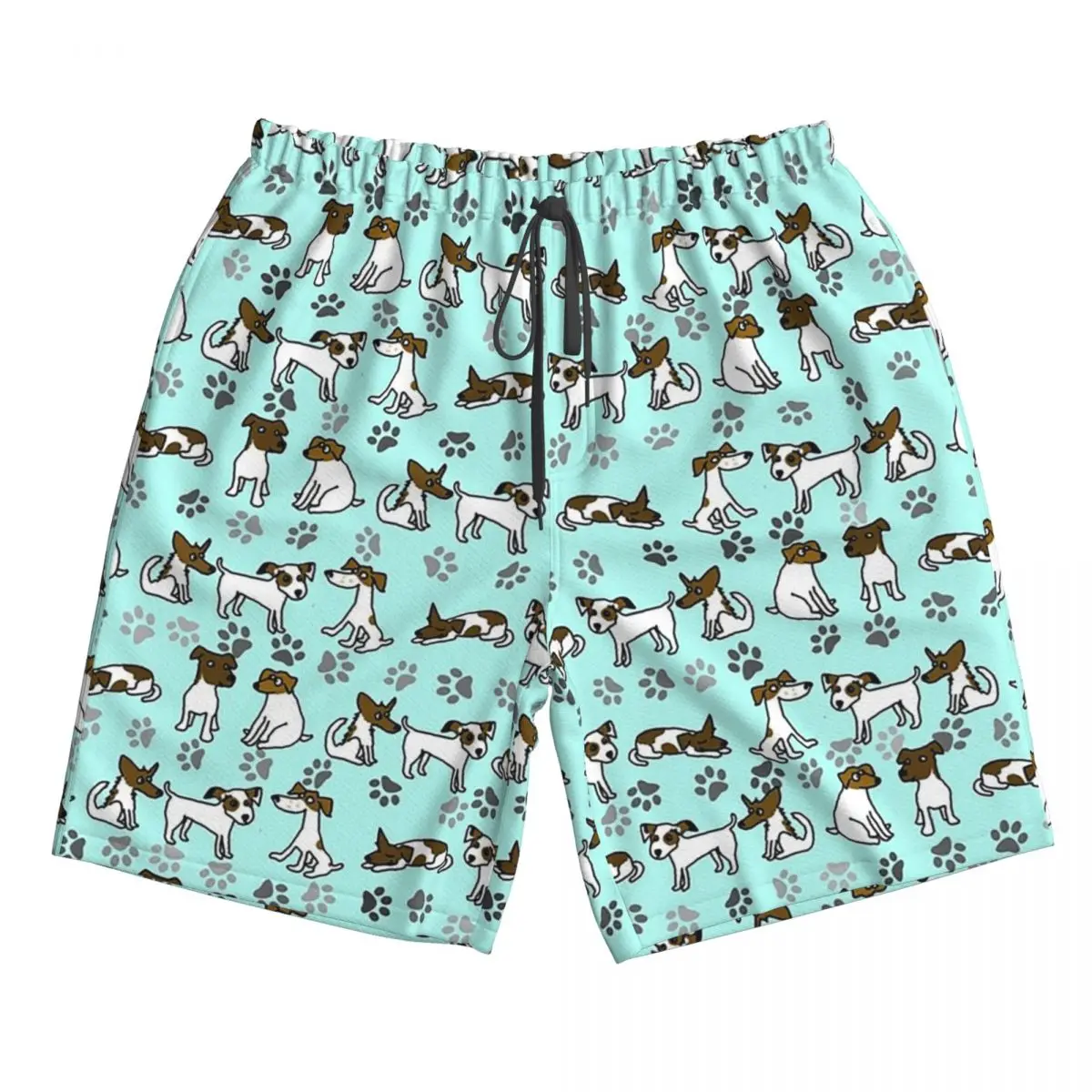 

Jack Russell Terrier Cartoon With Light Blue Background Trunks Beach Board Shorts Casual Quick Dry Swim Summer Men Pants