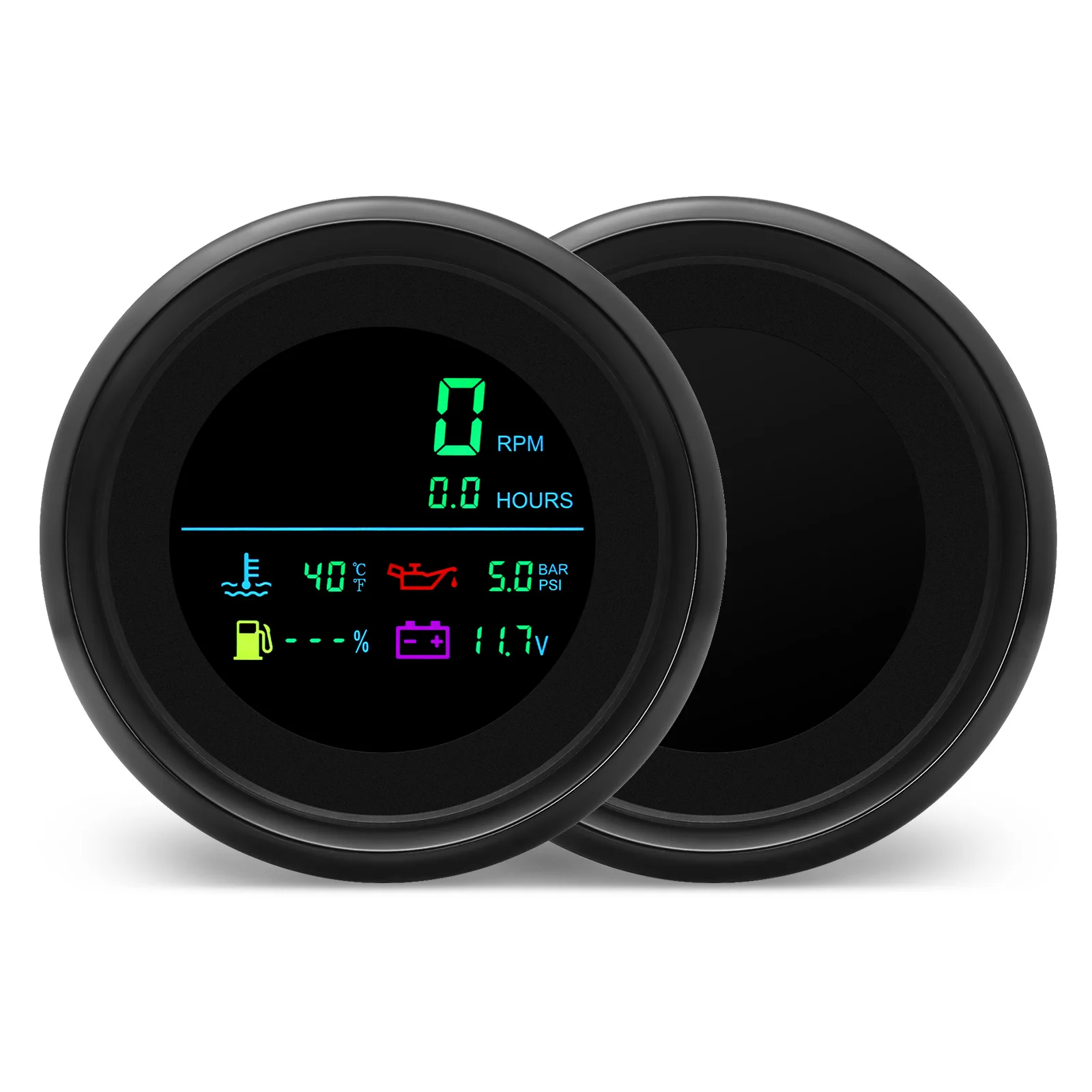 

HD Multi-Function 12V24V LCD Tachometer+Fuel Level+Oil Pressure+Water Temp+Voltmeter+85MM 6 In 1 GAUGE Waterproof IP67 Custom