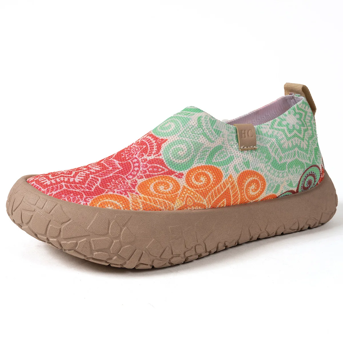 Boho-Slipper mit Blumenmuster für Damen, atmungsaktiv, rutschfest, flache Sohle, täglicher Komfort, Outdoor-Walking, Freizeitschuhe – Detail 7