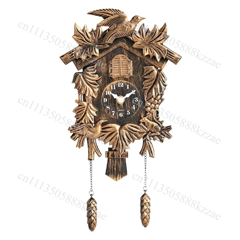 Vintage Cuckoo Wall Clock Hourly Chiming Plastic Cuckoo Clock Home Decor Kids Room Wall Clock