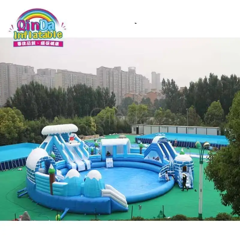 Piscine gonflable commerciale, parc aquatique d'attractions gonflable pour terre