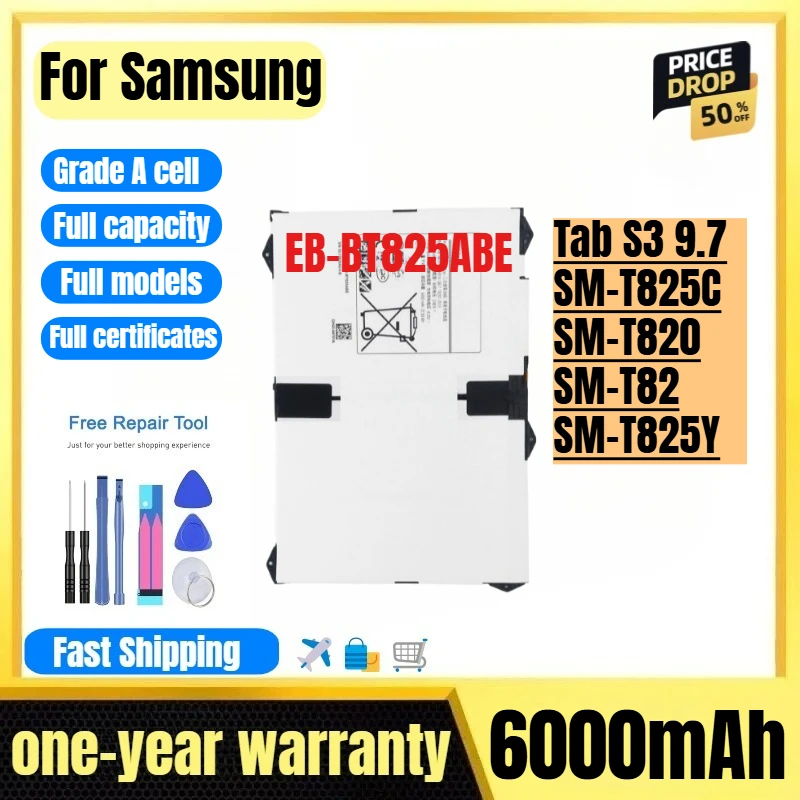 

EB-BT825ABE for Samsung Tab S3 9.7/SM-T825C/SM-T820/SM-T82SM-T825Y Tablet Battery High Quality High Capacity Replacement Bateria