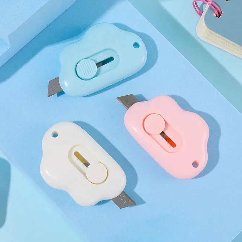 1 قطعة جيب صغير سحابة الفن سكّين متعدّد الاستخدامات صندوق سكين الة قطع الورق الحرفية التفاف إعادة الملء شفرة القرطاسية #4