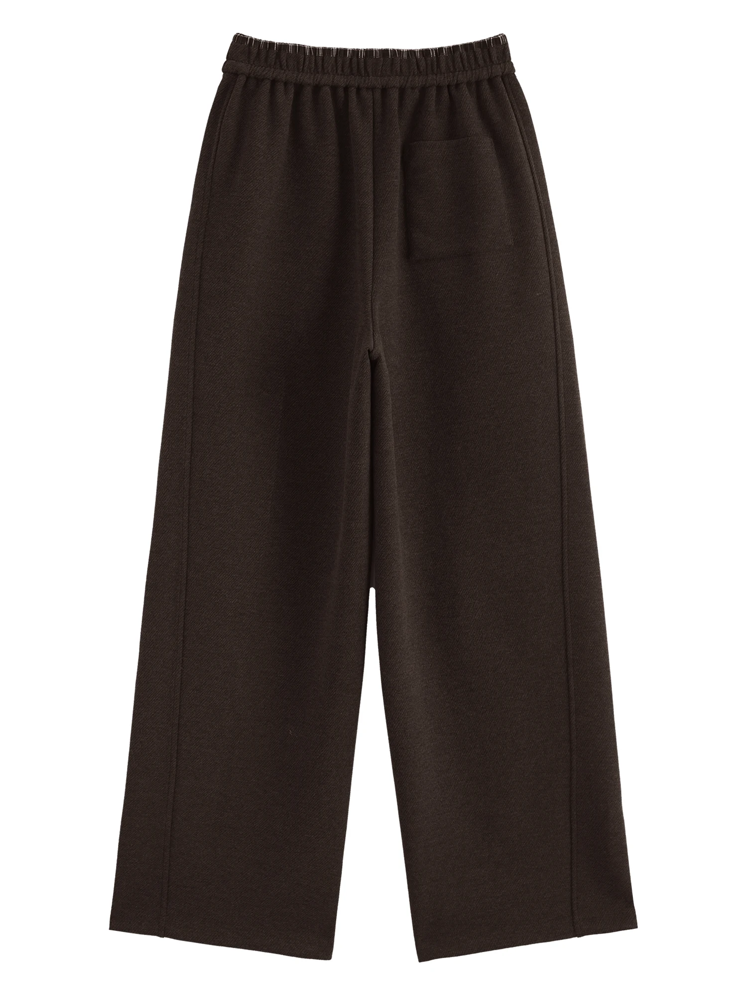 ZIQIAO Damen-Hose aus Wollmischgewebe mit geradem Bein, kariertem Bund, hoher Taille, lässige Hose, warm, für Büro, Pendeln und Streetwear – Detail 23