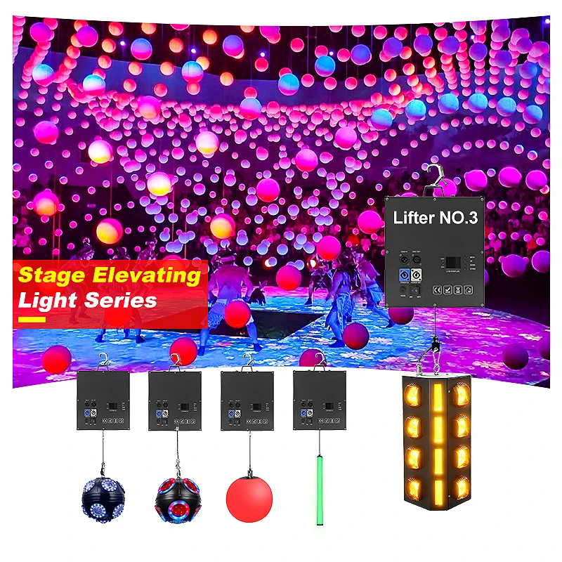 SHTX Wholesale DMX-Controlled LED Kinetic Lift Disco Ball for Disco Wedding Moving Lights Lifting 3D Dynamic Soccer  Light