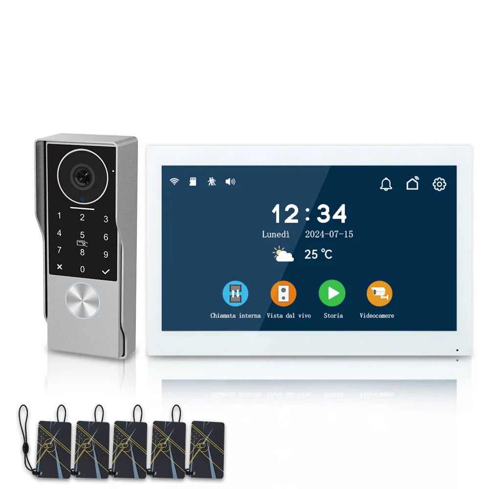 2-wire Tuya Smart Video Walkie-talkie Full Touch Screen with Infrared Night Vision Doorbell Kit