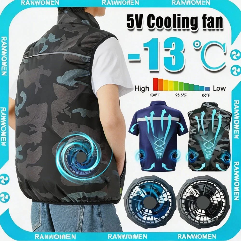 Kühlweste zur schnellen Abkühlung, Klimaanlagen-Jacke mit DC-Schnellventilator für heißes Wetter, Herren-Outdoor-Wanderjacke, Sommer-Kühlweste
