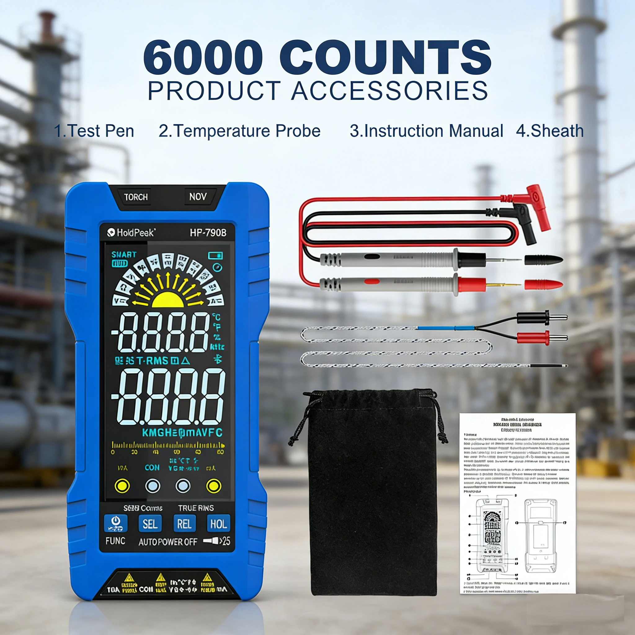 Auto-select & Auto-range TRUE-RMS DIGITAL MULTIMETER rechargeable,DC & AC voltage,DC & AC current,resistance HOLDPEAK 790-B