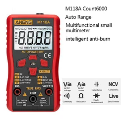 Multimetro digitale M118A Tester AC/DC portatile completamente automatico altamente accurato Mini misuratore di manutenzione RMS strumento elettricista