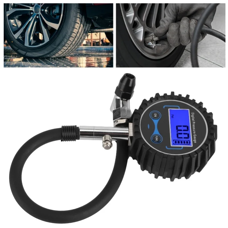 

200PSI манометр для мониторинга давления в шинах, ЖК-цифровой дисплей, 4 единицы для автомобиля, мотоцикла