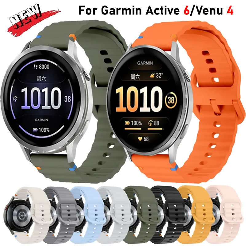 18/20/22mm Wellen-Silikonarmband für Garmin Forerunner 970 570 165 55 Sport-Softarmband für Garmin Active 6/Venu 4/Approach S50