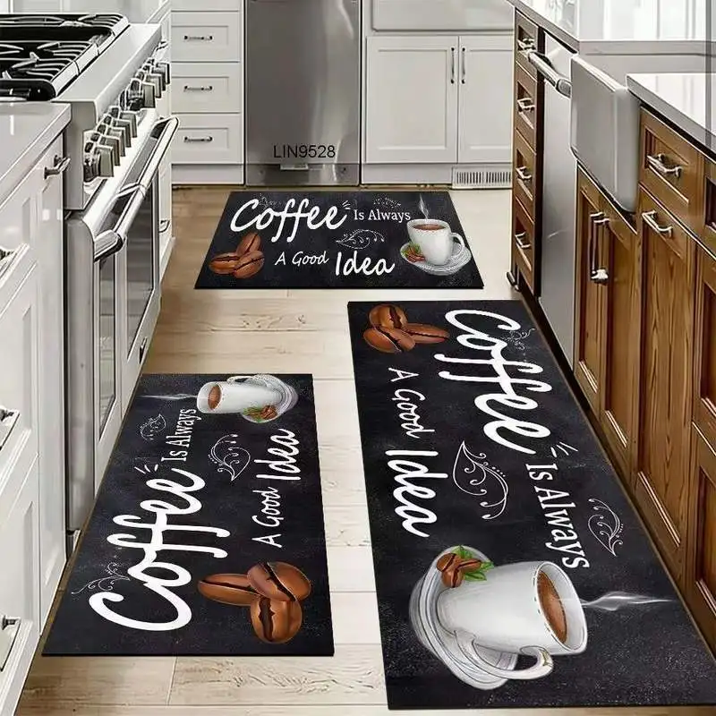 Geometric Striped Kitchen Floor Mat Water Oil Absorbent Diatom Mud Mat Easy Clean Wipeable Non Slip Anti Skid Home Floor Rug
