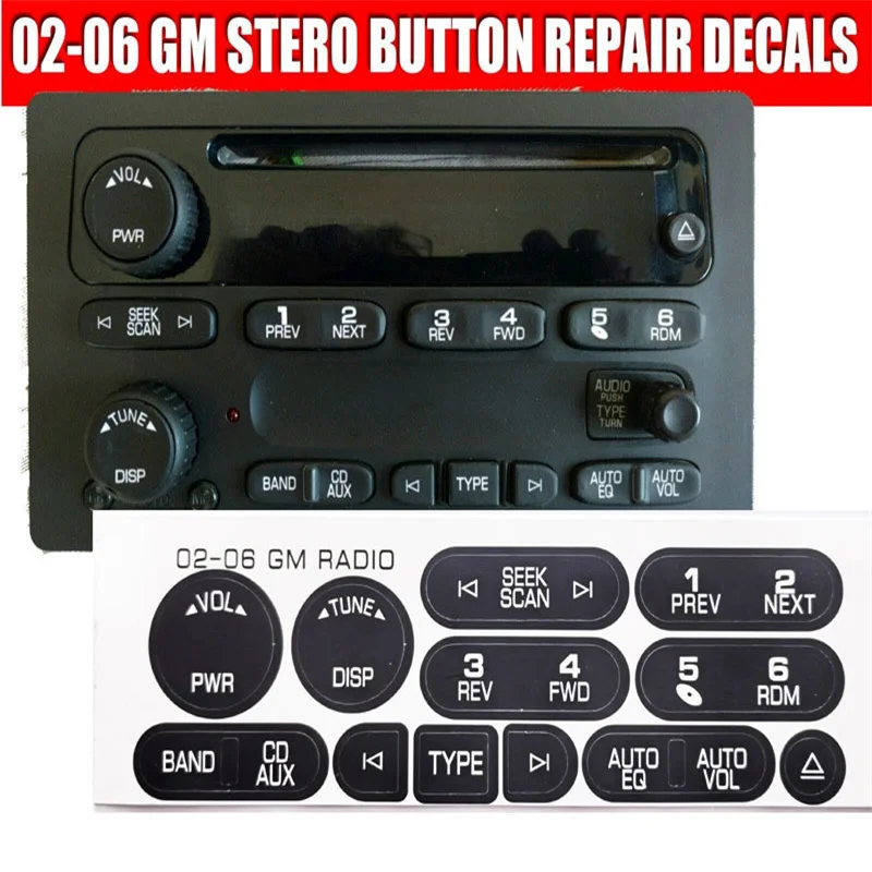 1PC PVC AC Button Repair Decals Stickers Of Car Button Multimedia radio Repair Sticker Matte For GM Cadillac Isuzu 2002-2006