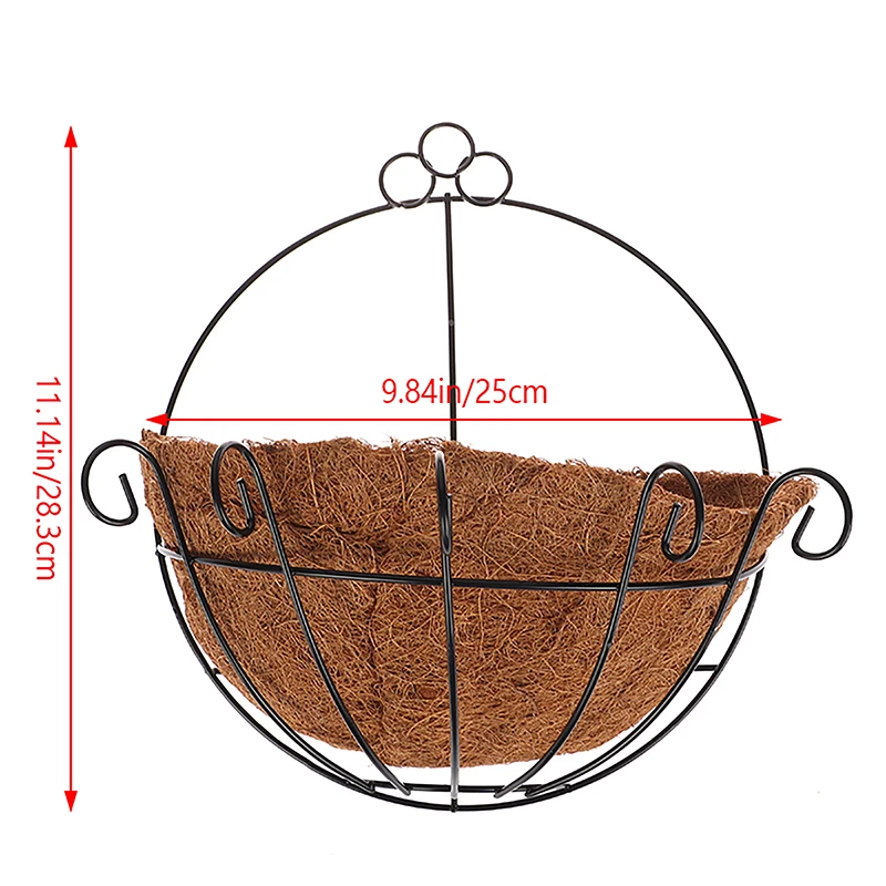 Flowerpot Iron Coco Coir Liner Hanging DIY Garden Hanging Planters Wall Baskets Half Round Plant Holder Case Home Decoration