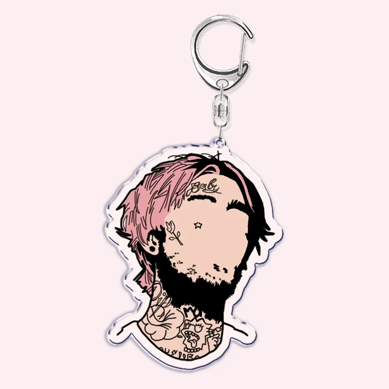 Lil Peep Rapper Keychain for Accessories Bag Pendant  Crybaby Hellboy Love Yikes Letter Key Chain Ring Keychains Jewelry Gift