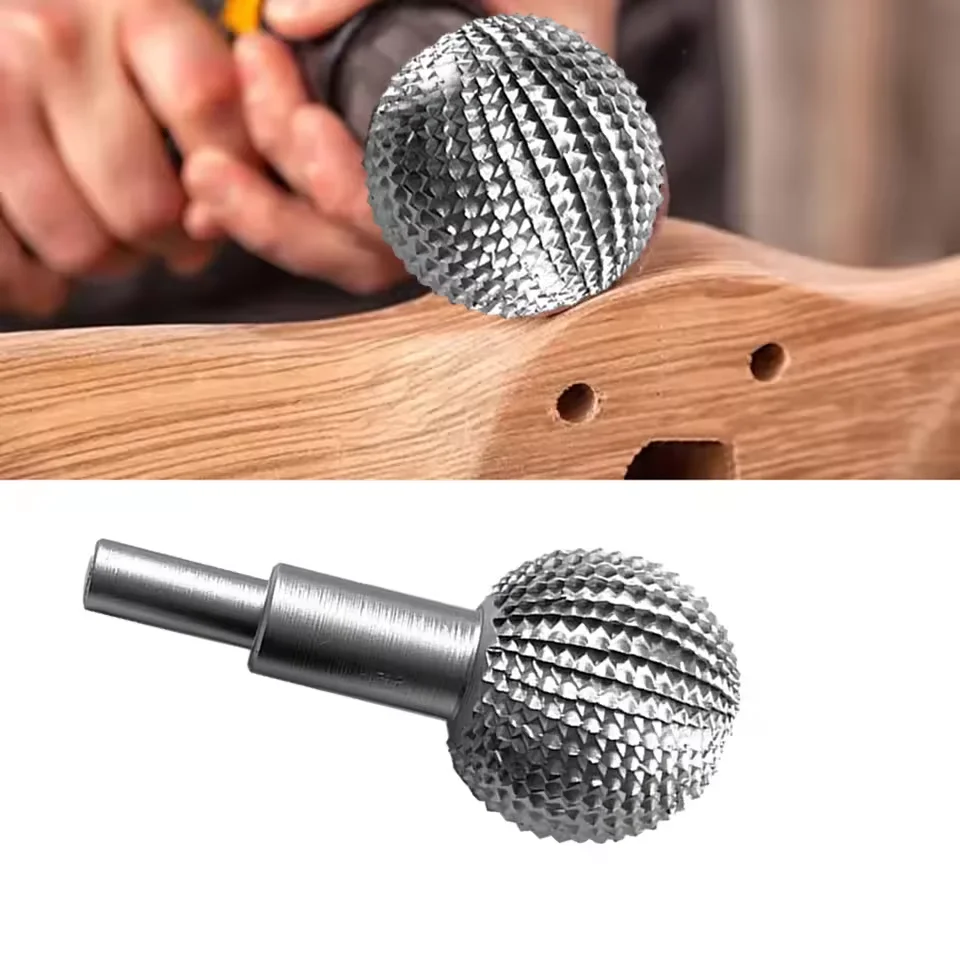 40mm Rotary Woodworking Spherical Thorn Plate Carbon Steel Burr Ball Carving Polishing Drilling Bits Ball Gouge Grinding Head