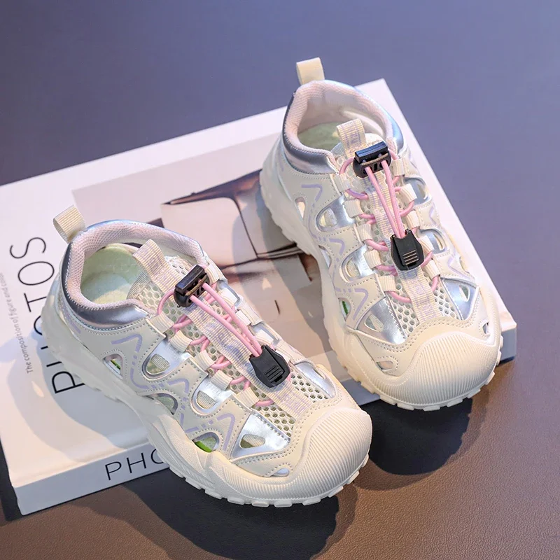 Children Casual Shoes Mesh Breathable Boys Girls Running Shoes Toes Capped Anti-kicked 2025 Summer Kids Sports Sandals Non-slip