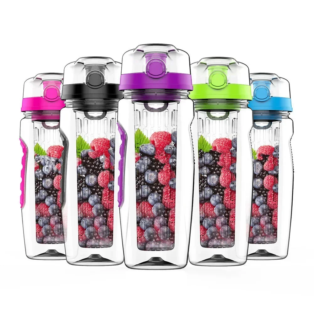 32 OZ Fruit Infuser Water Bottle BPA Free Sports Bottle Tritan Leakproof Plastic Fruit Water Bottle for Gym Camping Travel view 6