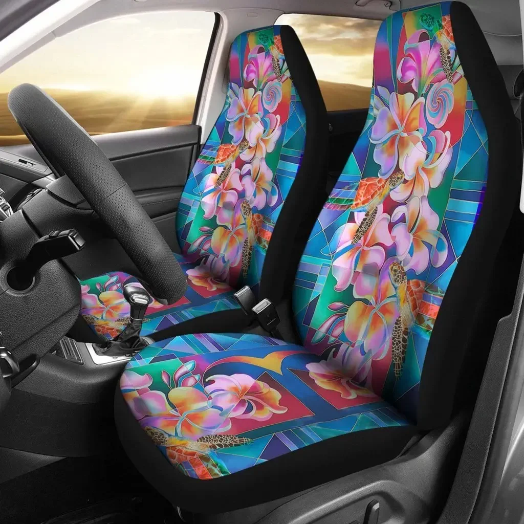 Hibiscus And Turtle Seat Cover Car Seat Covers Set 2 Pc, Car Accessories Car Mats