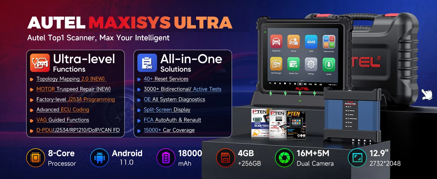 Autel MaxiSys Ultra Top Intelligentes Diagnosegerät, 5-in-1 VCMI, Topologie 2.0, ECU-Programmierung & Codierung, PK Ultra Lite/ Elite II PRO – Detail 1
