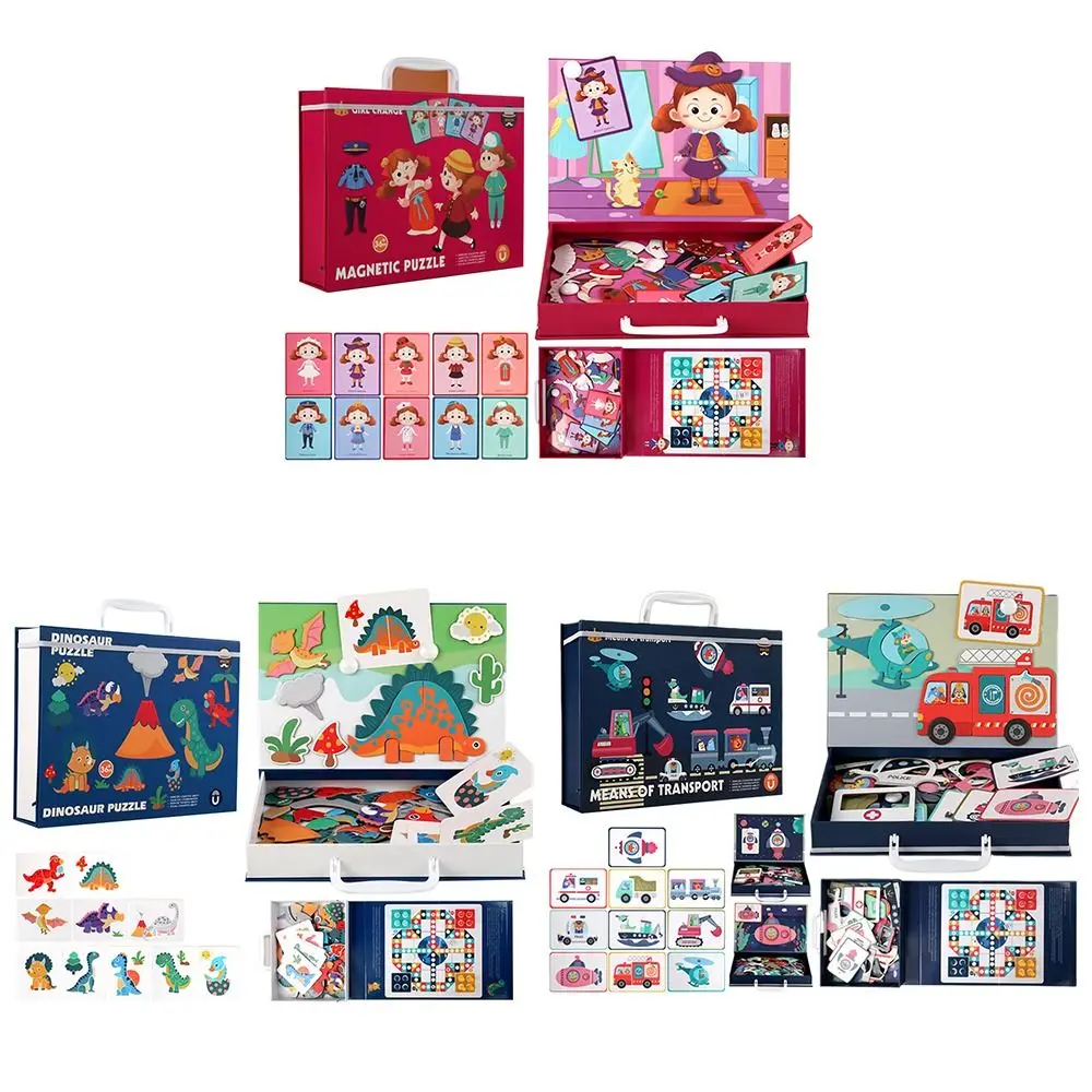 Mehrfarbige magnetische Anziehpuzzles, Cartoon-Muster, Holz, magnetisches Puzzle, Verkehrswerkzeug, DIY, Montessori-Spiele, frühe Pädagogik