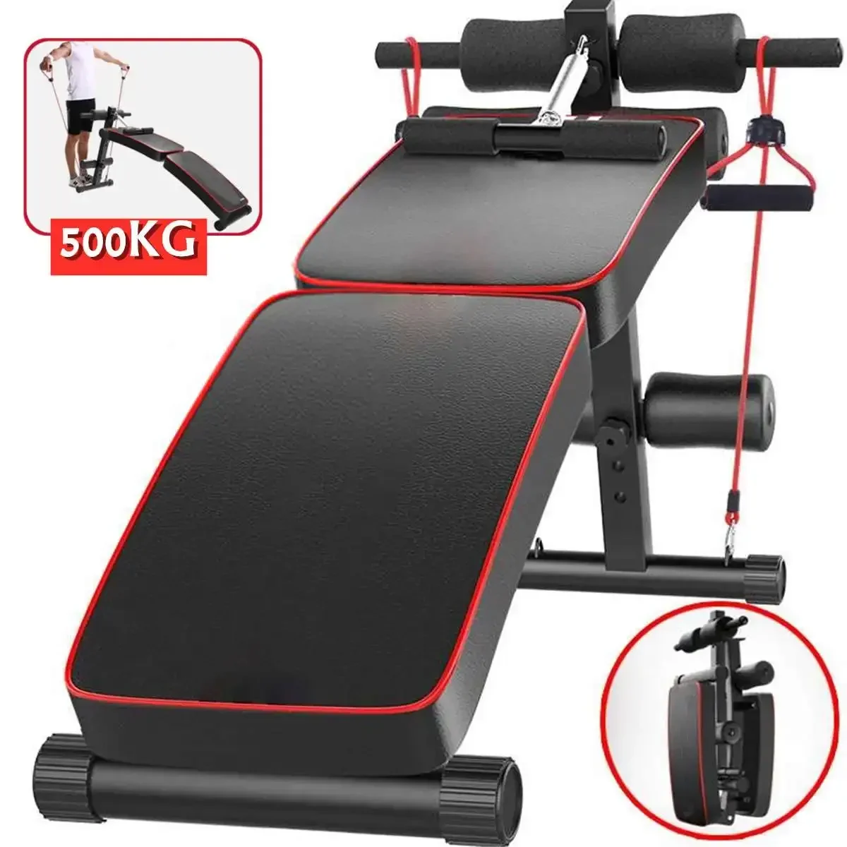 معدات اللياقة البدنية القابلة للطي للمنزل وصالة الألعاب الرياضية ومقاعد الجلوس القابلة للتعديل متعددة الوظائف لمعدات عضلات البطن