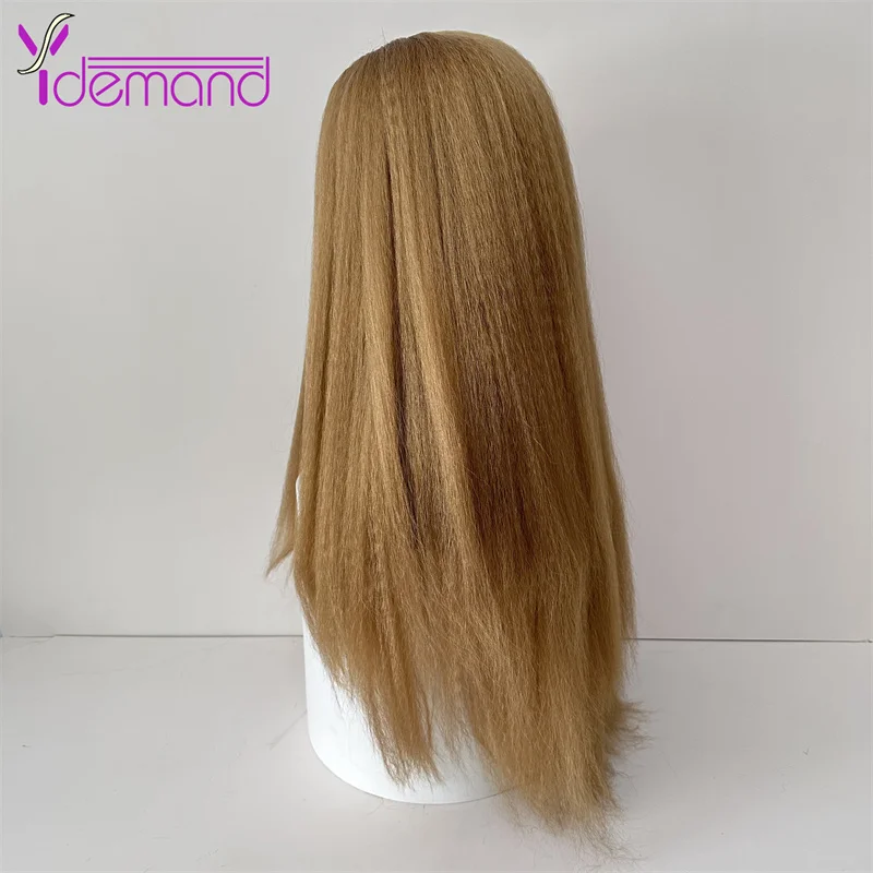 Y Demand Yaki Straight Long Straight Wigs For Women Blonde / Burgundy Wigs Making Machine 24 Inch Easy To Wear