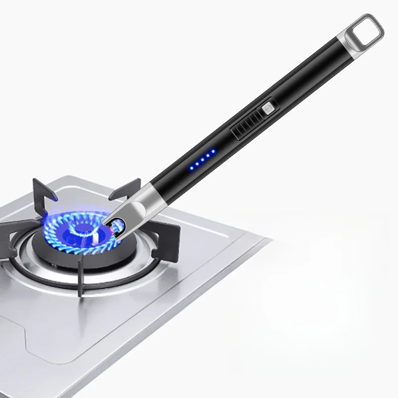 

2024 New Mini Windproof Pulse Arc Electric Lighter LED Display Power USB Fast Charging Kitchen Outdoor BBQ Portable Lighter Gift