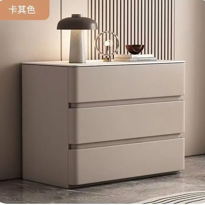 All solid wood bedside table cream household high-end light luxury simple modern three-bucket bedroom bedside table