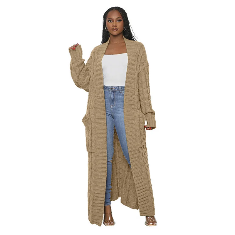 Fashion Women Sweaters 2023 Autumn Winter Solid Knitted Cardigan Loose Long Coat Top Oversized Cardigan Womens Clothing