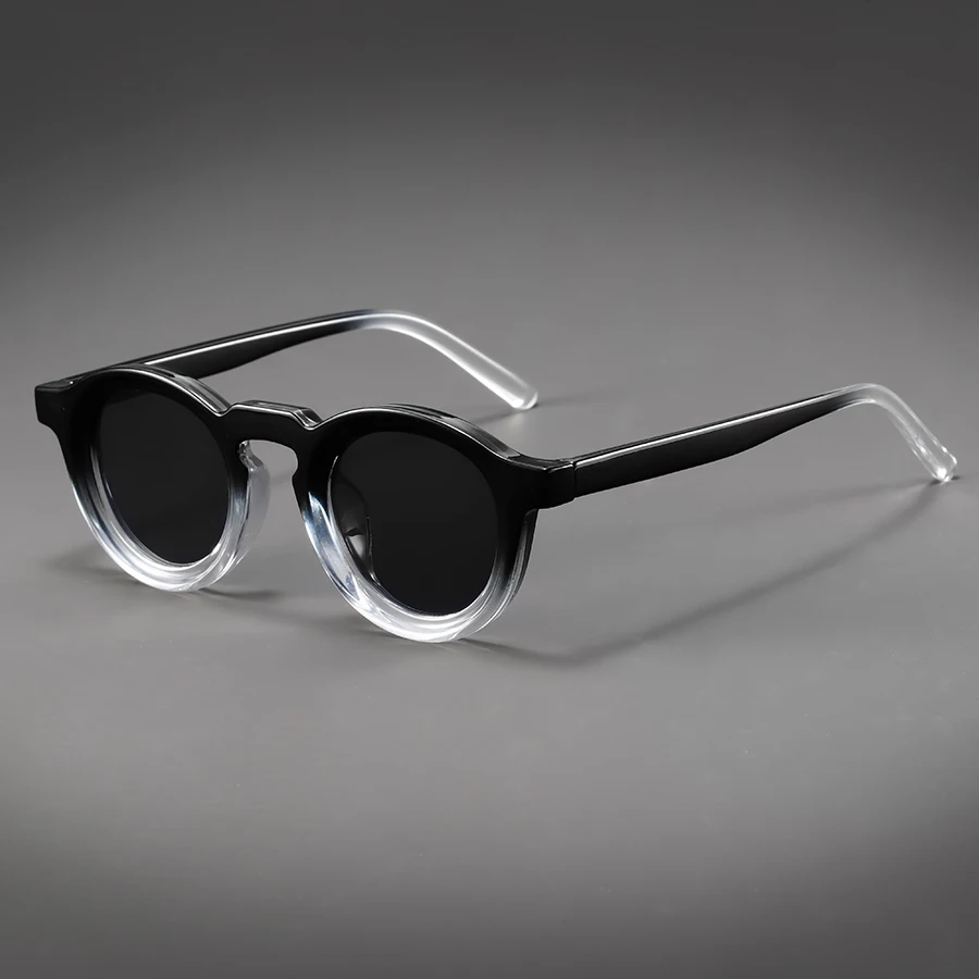Sunglasses Retro Round Frame Double Color Injection Design Plastic Full-Rim Plastic Grey Lens Sunglasses Women Unisex Daily Vaca