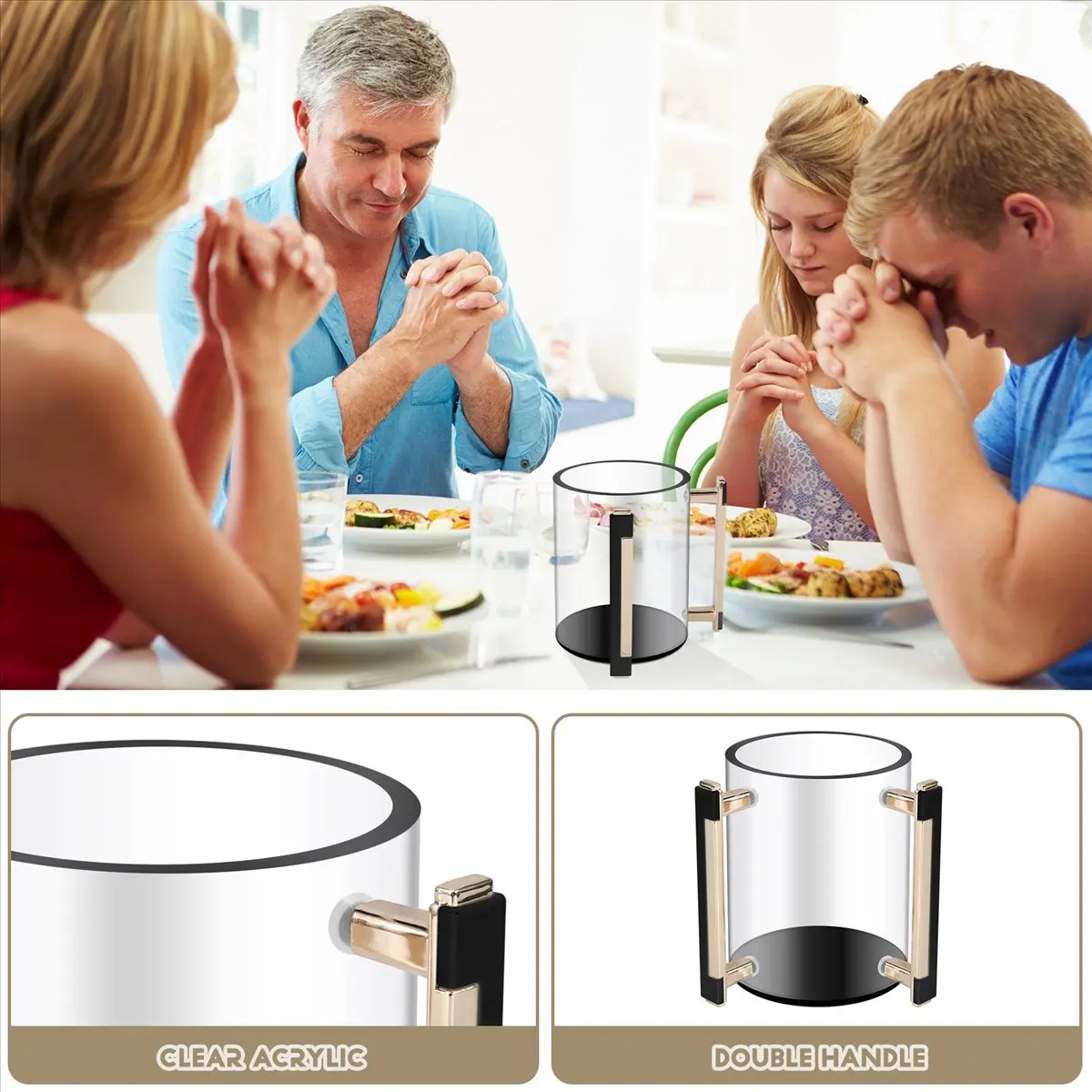 ABYB Hand Washing Cup Acrylic Round Washing Cup Hand Wash Cup with Two Metal Handles for Jewish Prayer Wash Cup