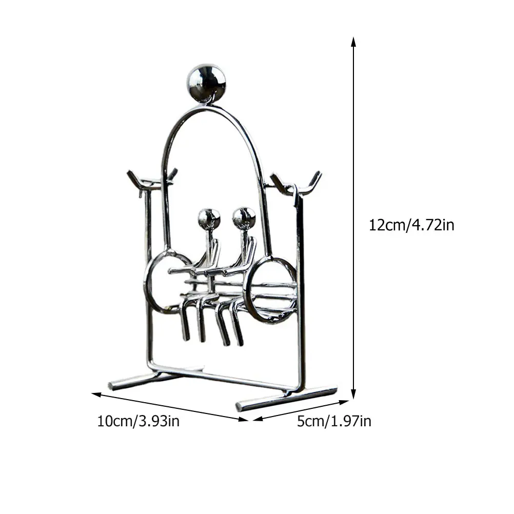 Pequeno ornamento balanceamento pêndulo brinquedo alívio do estresse prata metal decoração de mesa equilíbrio bola balançando