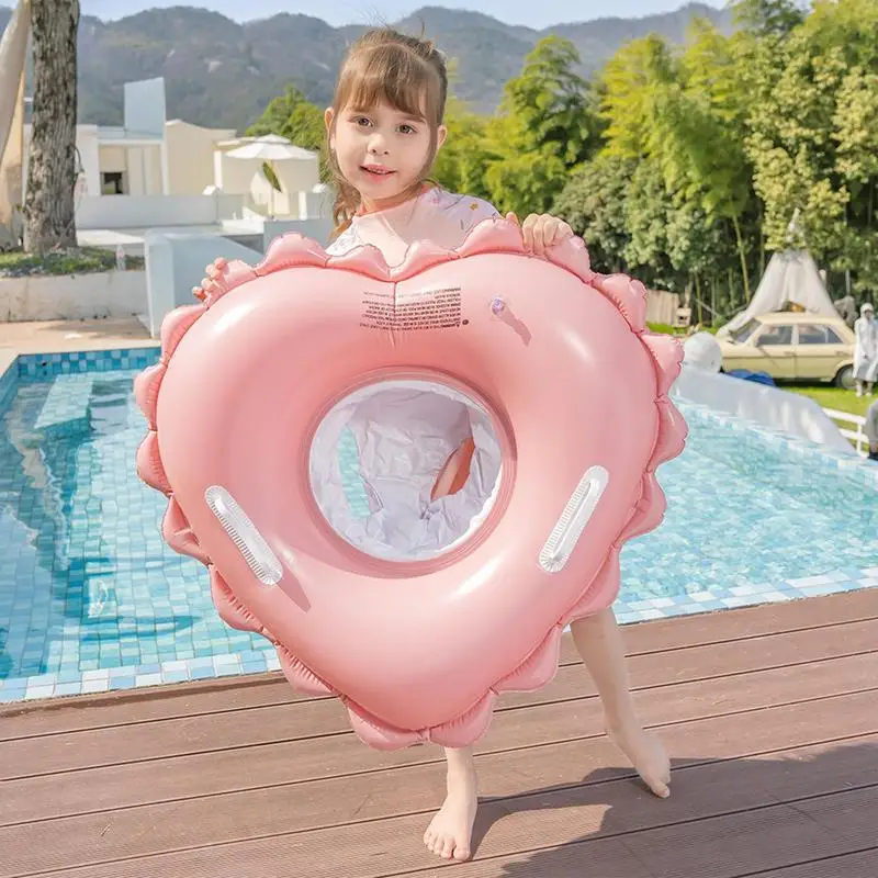 love Swim Float Tube Heart-shaped children's Swimming Ring Floats with handle Kids infant seat ring baby armpit ring