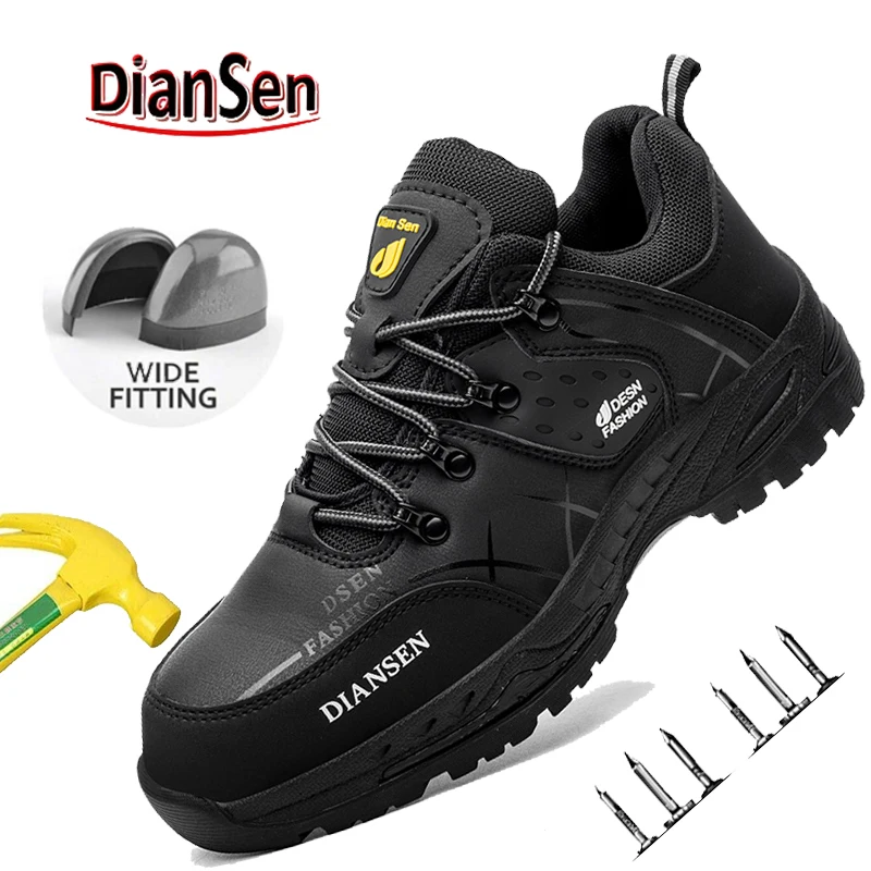 

Men's Work Safety Boots Indestructible Shoes Climbing Steel Toe Protective Boots Anti-puncture Safety Shoes Black Hiking Boots