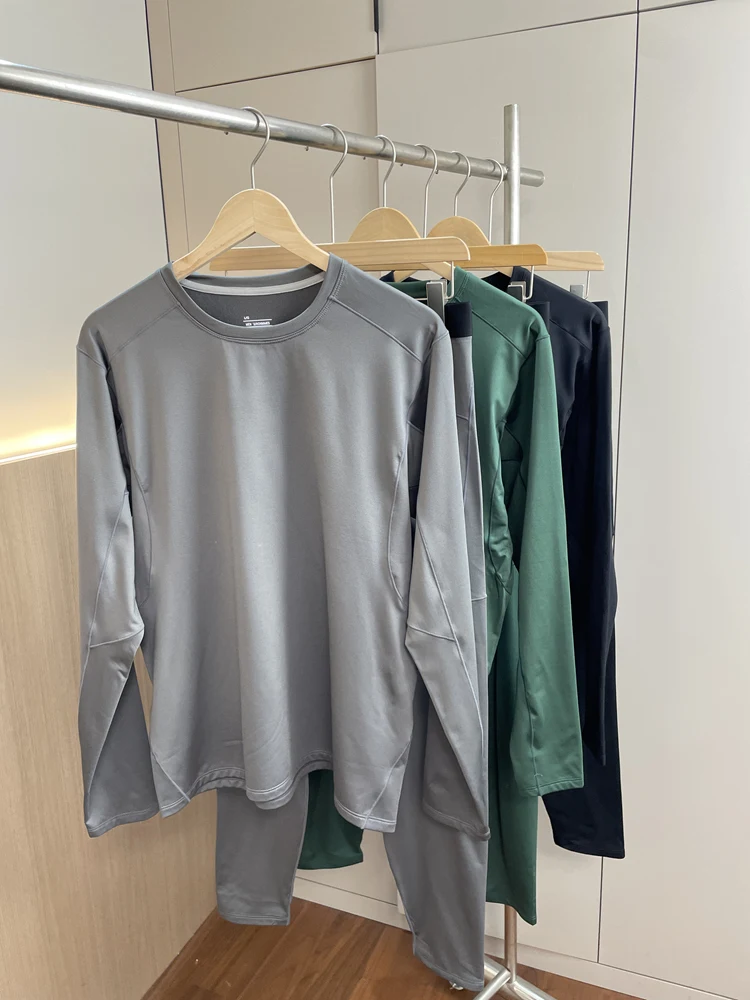Men's Soft Warmth Series Underwear Set Comfortable Elastic Autumn Winter Thermal Clothes Long Pants round Neck Home Clothes