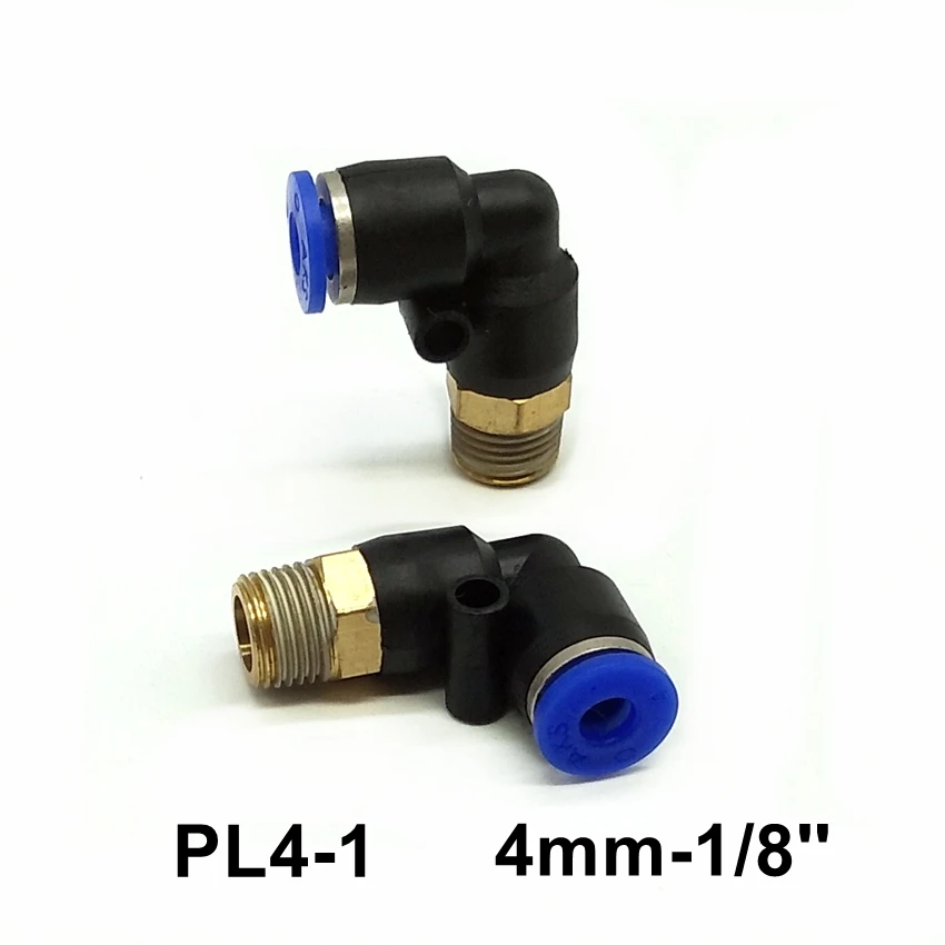 2pcs Pneumatic Fittings Thread Size 1/8'' L Type Fitting Tube OD 4mm 6mm 8mm 10mm Fittings PL4-1 PL6-1 PL8-1 PL10-1