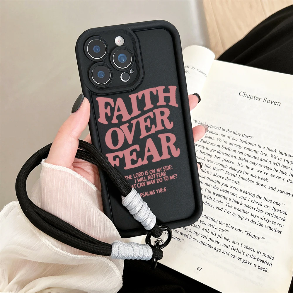 Faith Over Fear Psalms Phone Case For Samsung Galaxy A16 A17 A15 4G S25 S26 Ultra S24 s22 S23 Plus A55 A56 5G With Lanyard Cover
