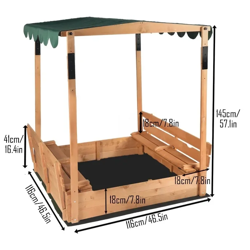 Wooden children's home educational sand pool production, foldable covered shading wooden simulated beach