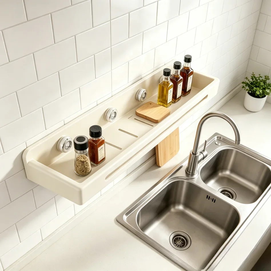 Wall Mount Suction Cup Bathroom Rack, No Drill Shampoo Holder for Toilet Storage